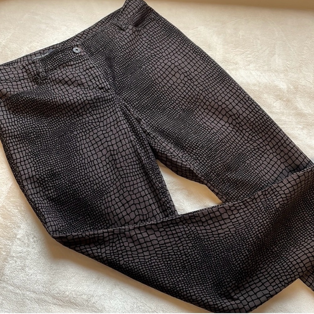 MARC AUREL Cotton Stretch Pant Brown Raised Black Reptile Size 42 12